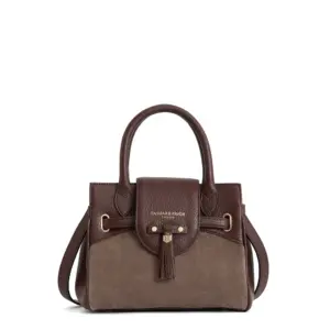 Fairfax & Favor Stockist Exclusive Mini Windsor Bag - Deep Taupe & Port Leather & Suede
