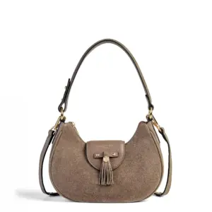 Fairfax & Favor Womens Windsor Shoulder Bag - Deep Taupe Suede