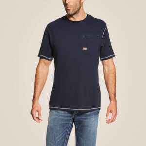 Ariat Mens Rebar Workman Short Sleeved T-shirt - Navy