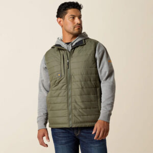 Ariat Mens Rebar Cordura Ripstop Lightweight Insulated Gilet - Beetle Green