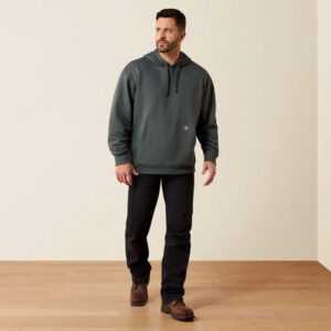 Ariat Mens Rebar Workman Graphic Hoodie Steel Green/Black