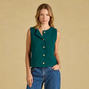 Joules Ladies Holly Green Button Through Knitted Vest