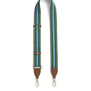 Fairfax & Favor Womens Signature Webbing Bag Strap - Clover Green/ Sky Blue