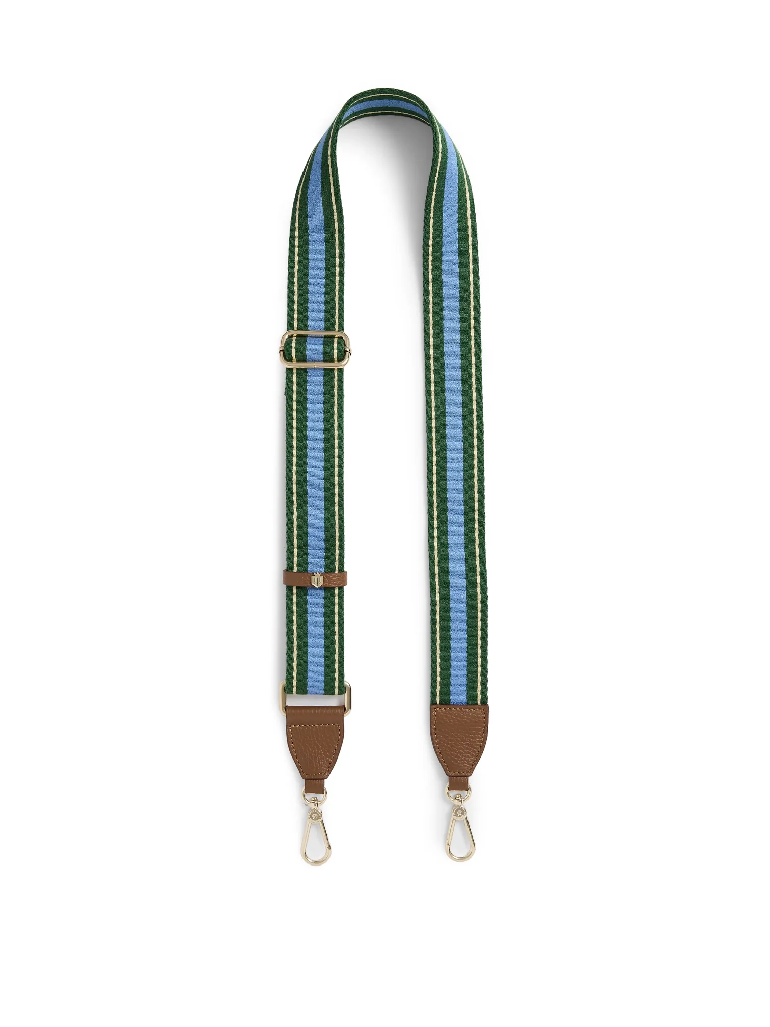 Fairfax & Favor Womens Signature Webbing Bag Strap - Clover Green/ Sky Blue