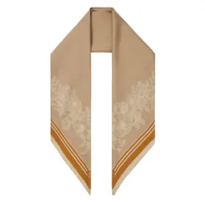 Fairfax & Favor Womens Mannington Silk Scarf - Orange, Off White, Beige
