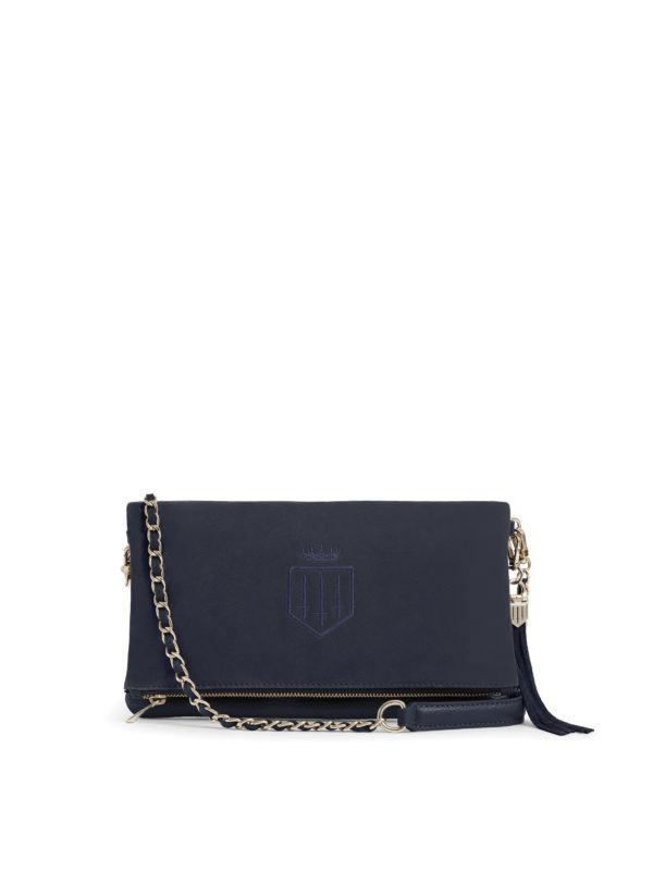 Fairfax & Favor Finsbury Clutch Bag - Navy Suede