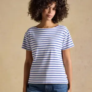 Joules Ladies Harbour short sleeved Top - Blue Stripe