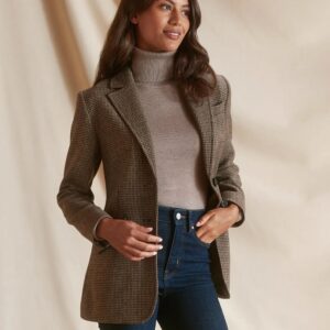 Fairfax & Favor The Hazel Mini Houndstooth Wool Blazer - Brown