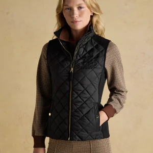 Joules Braemar Luxe Black Showerproof Diamond Quilted Gilet