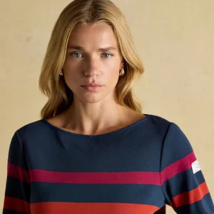 Joules Harbour Navy Boat Neck 100% Cotton Breton Top