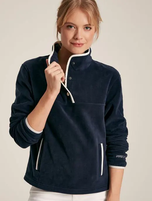 Joules Lulworth Navy Blue Funnel Neck Fleece