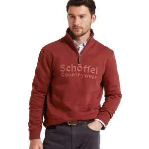 Schoffel Mens Bude Quarter Zip Sweatshirt - Redwood
