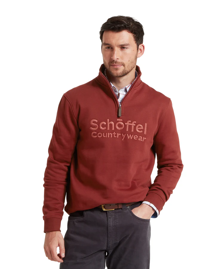 Schoffel Mens Bude Quarter Zip Sweatshirt - Redwood