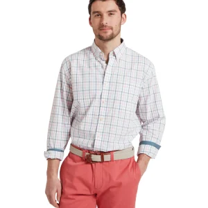 Schoffel Holkham Classic Shirt - Dark Pigeon Blue/Mauve Red