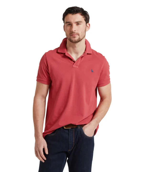 Schoffel Mens St Ives Garment Dyed Polo Shirt - Slate Red