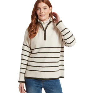 Schoffel Ladies Sandsend 1/4 Jumper - Soft White/Loden