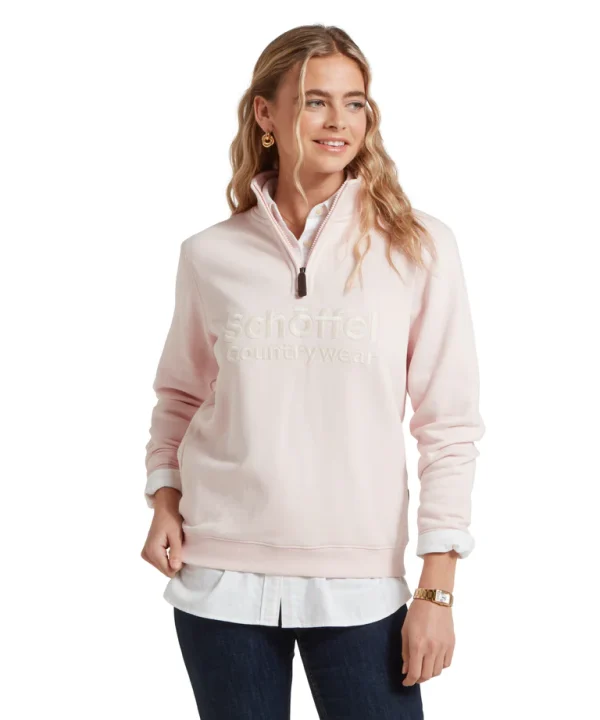 Schoffel St Issey Quarter Zip Sweatshirt- Mauve Blush