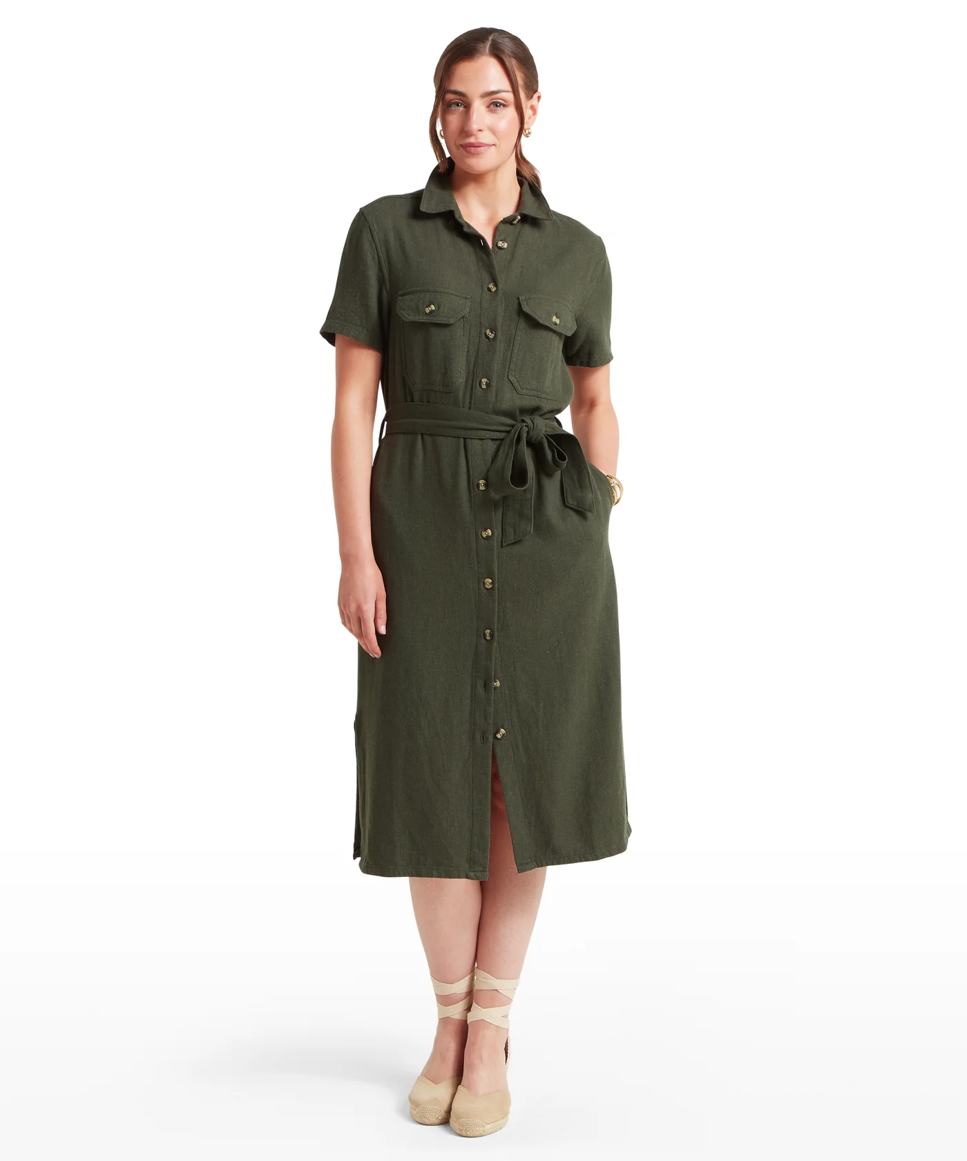 Schoffel Daisy Linen Dress- Beetle Green