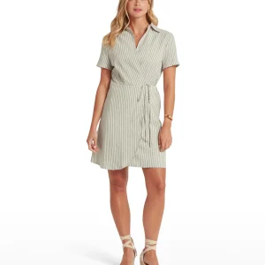 Schoffel Fleur Linen Dress- Agave Green Stripe