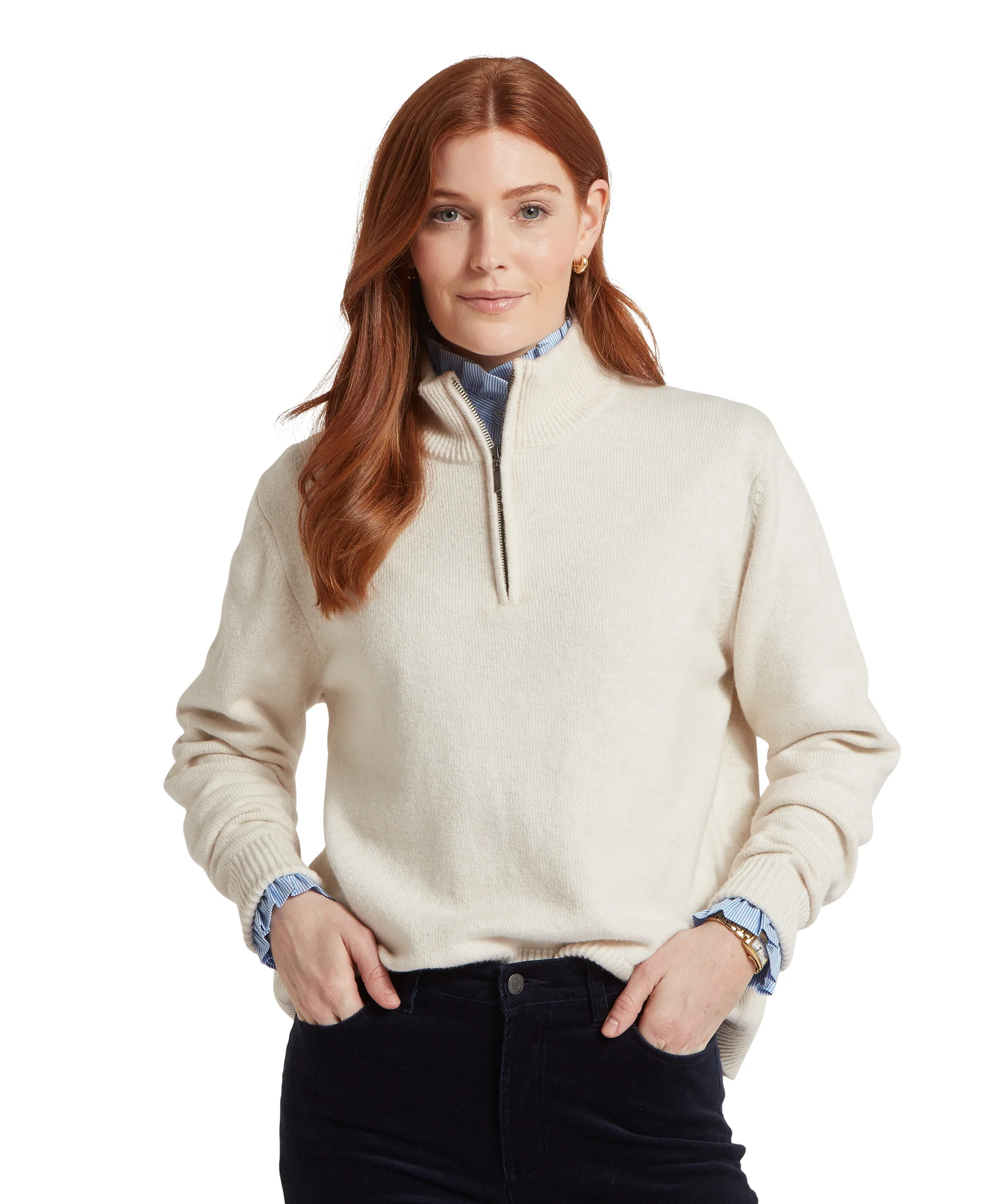Schoffel Ladies Thoralby 1/4 zip Jumper - Soft White