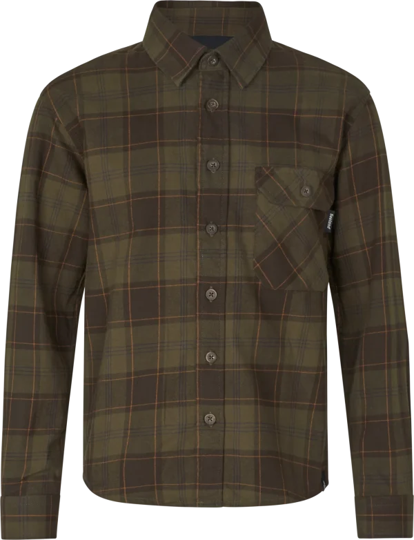 Seeeland Glen Junior Flannel Shirt - Pine Green/Dark Navy Check