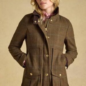 Joules Ladies Classic Fieldcoat Green Tweed With Wool